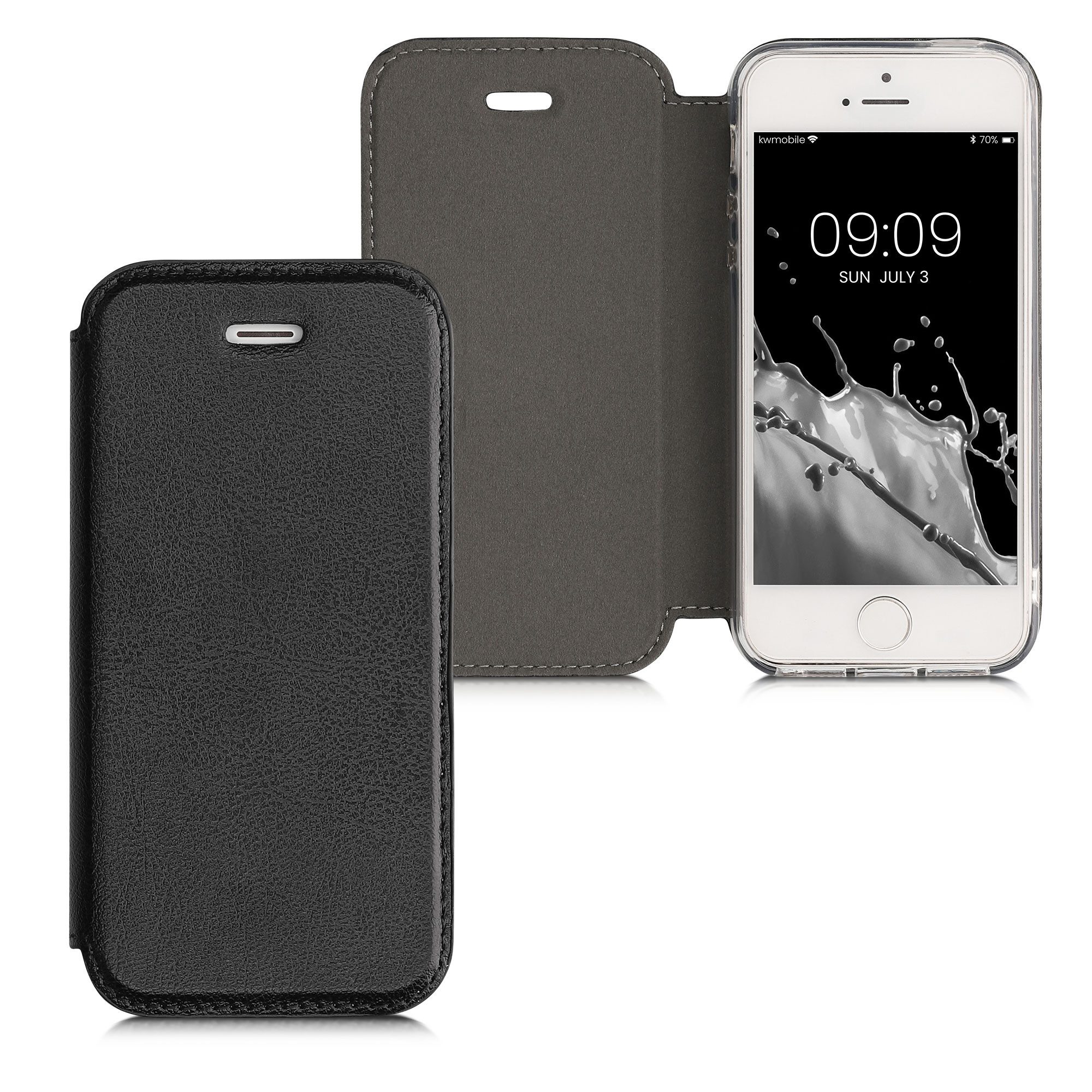 kwmobile Handyhülle Hülle für Apple iPhone SE (1.Gen 2016) / 5 / 5S, Kunstleder Handy Schutzhülle - Flip Cover Case