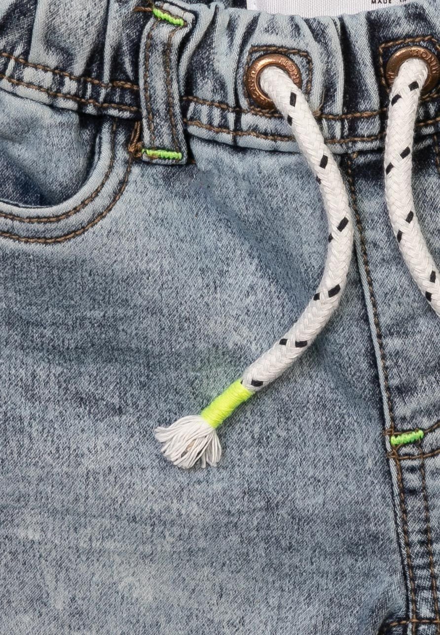 (1y-14y) Kurze MINOTI Jeans mit Taille Schnürchen Jeansshorts in der Denim-Hellblau
