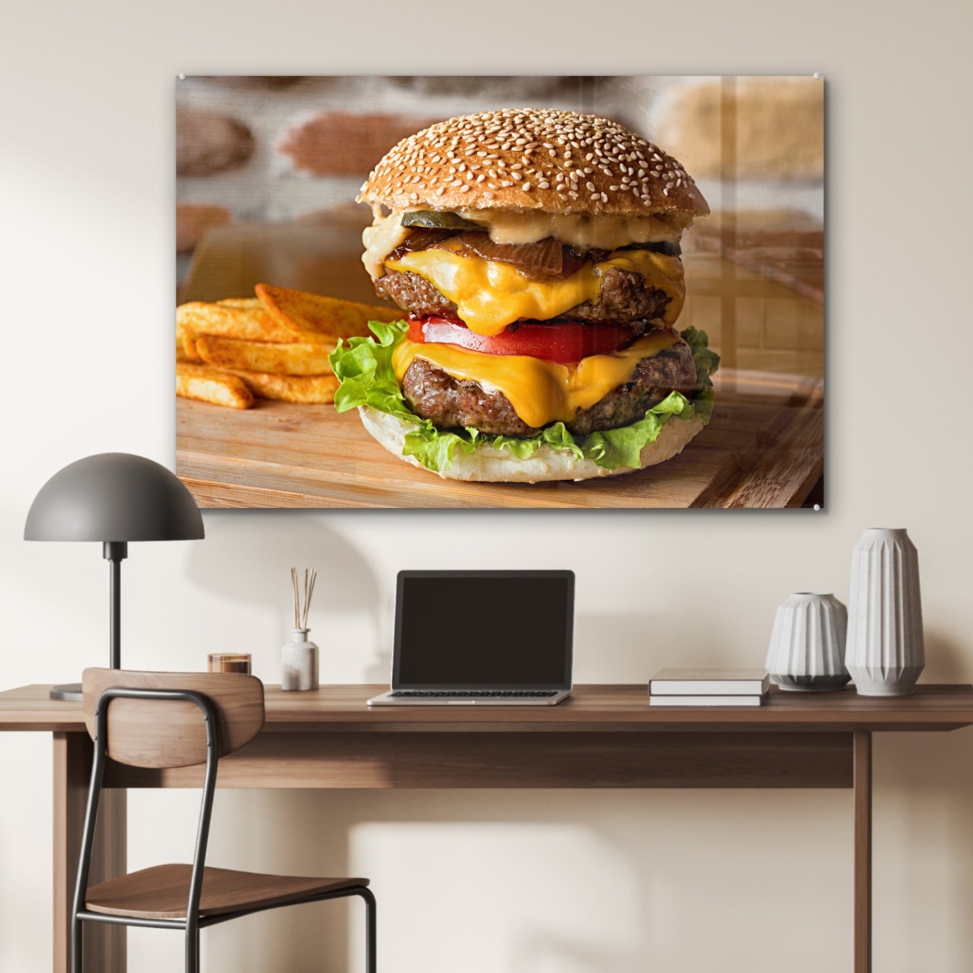 Pommes Schlafzimmer (1 MuchoWow mit Fastfood-Burger frites, Wohnzimmer & St), Acrylglasbilder Acrylglasbild