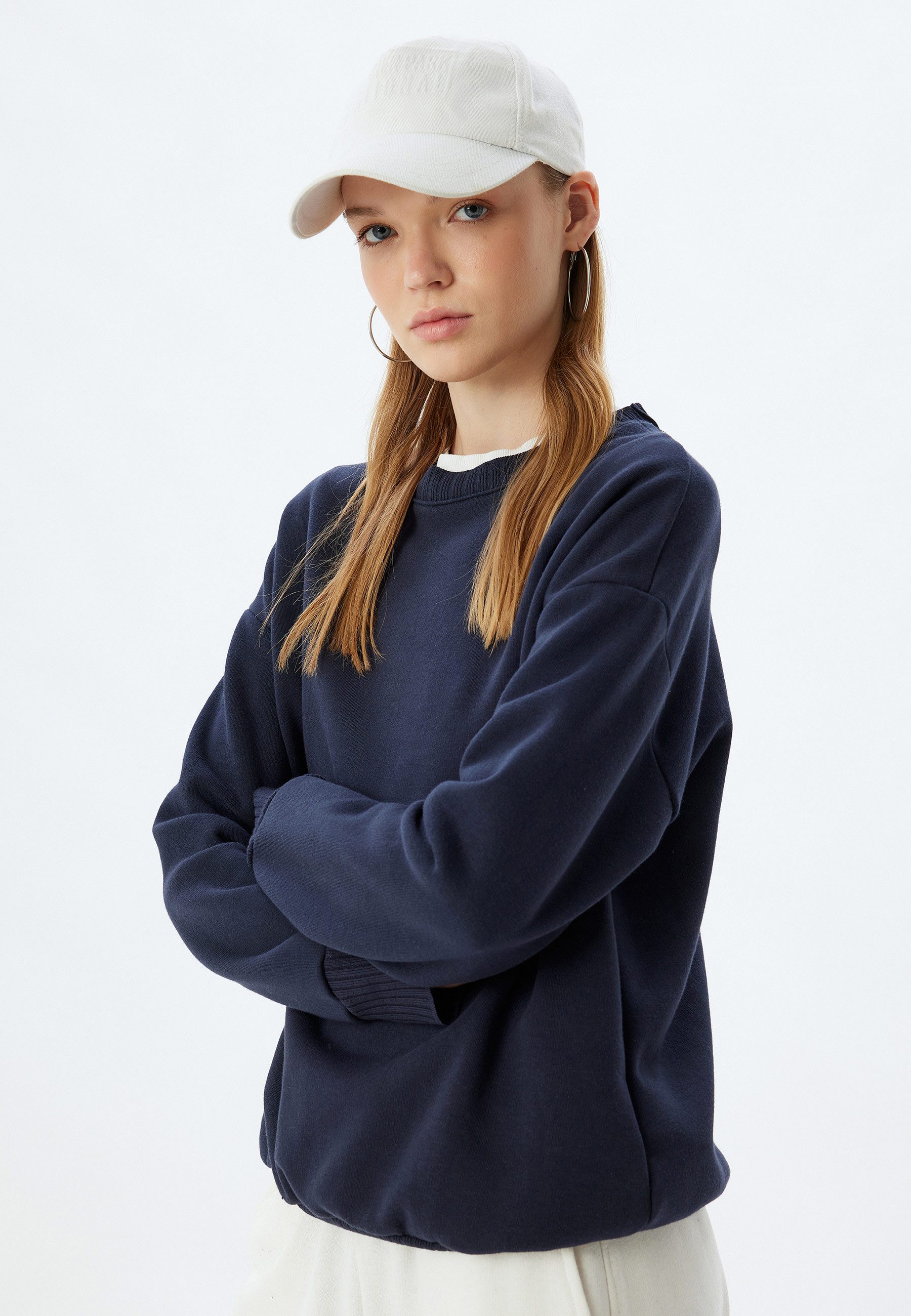 Koton Sweatshirt Rundhalsausschnitt Mit Strickwarendetail