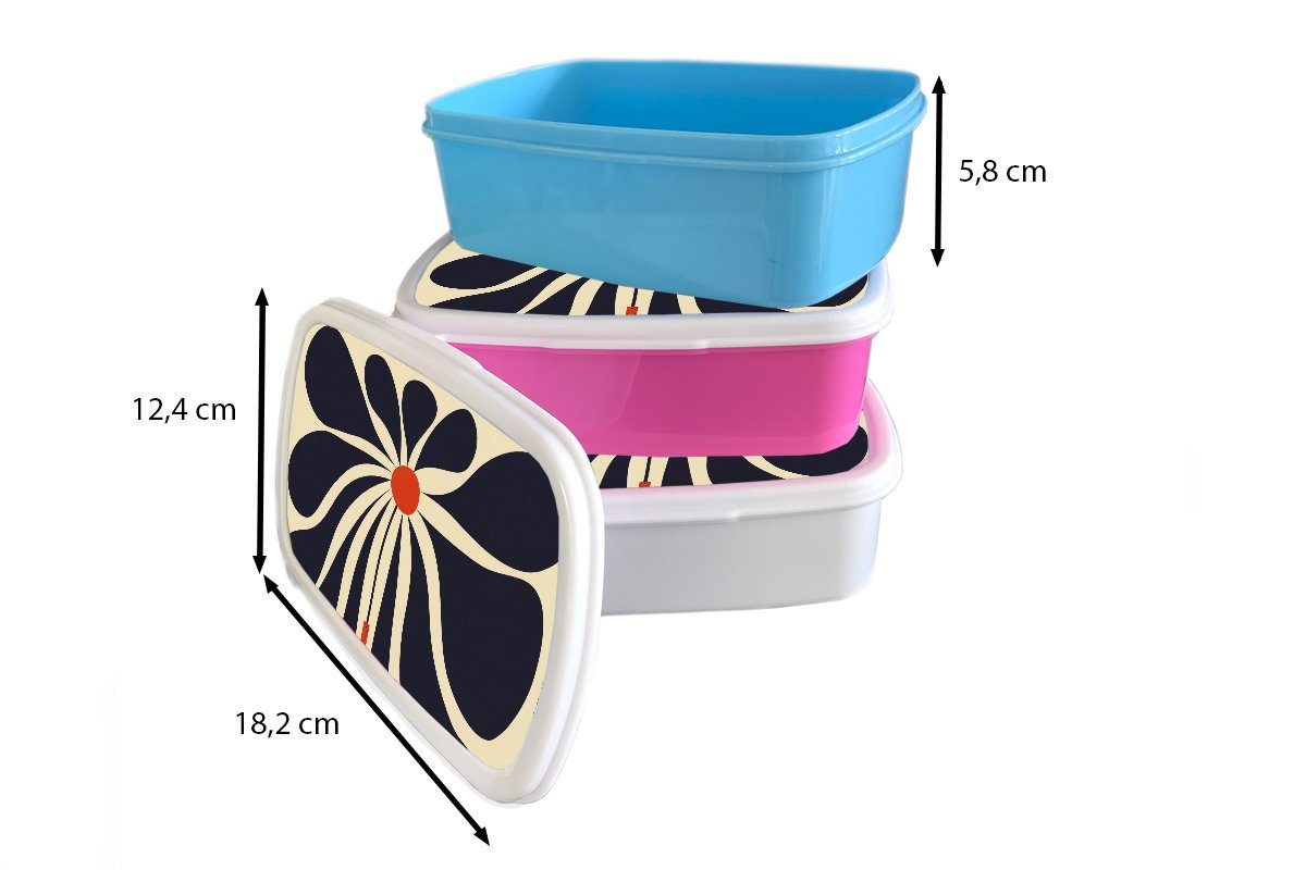 Pflanze Kinder Brotdose, Mädchen (2-tlg), weiß Erwachsene, MuchoWow - Vase Kunststoff, Jungs Lunchbox für Brotbox und Blumen Rot, für und - -