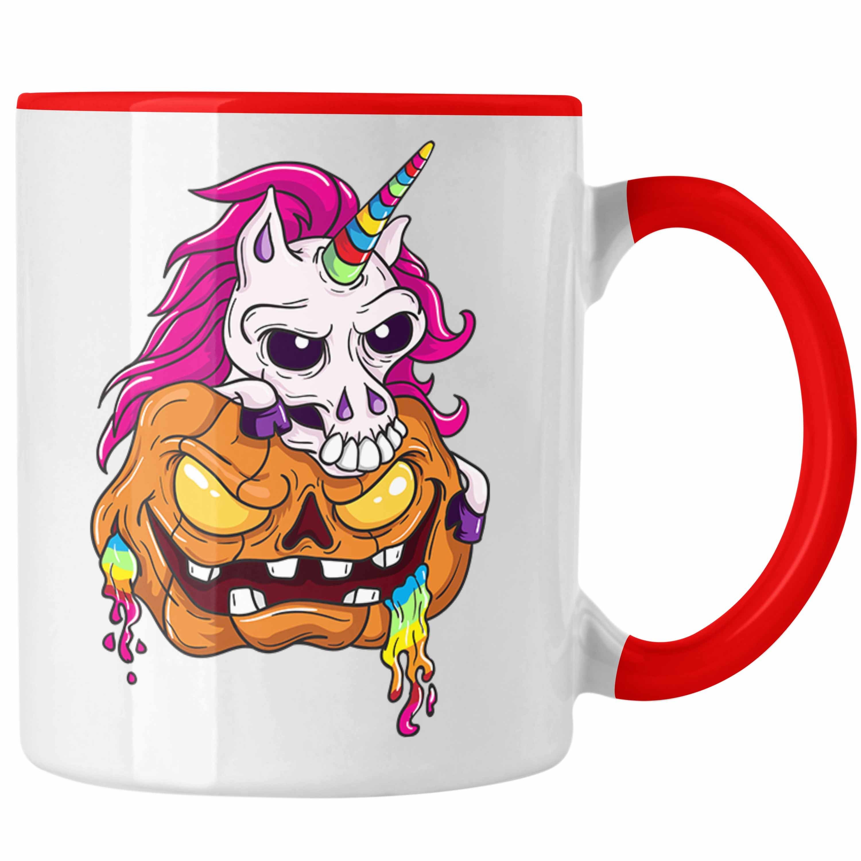 Trendation Tasse Halloween Tasse Kürbis Dekoration Becher Dabbing Skelet Rot