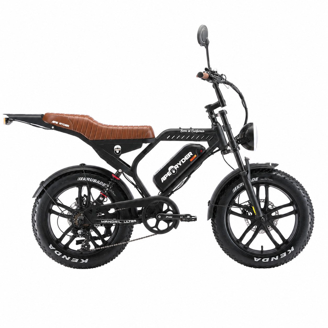 APE RYDER E-Bike Mountainbike 20 Zoll Fatbike 48V 15Ah Akku, bis 80 km, Shimano 7-Gang, hydraulisch, 7 Gang, Heckmotor, 720 Wh, (Packung)