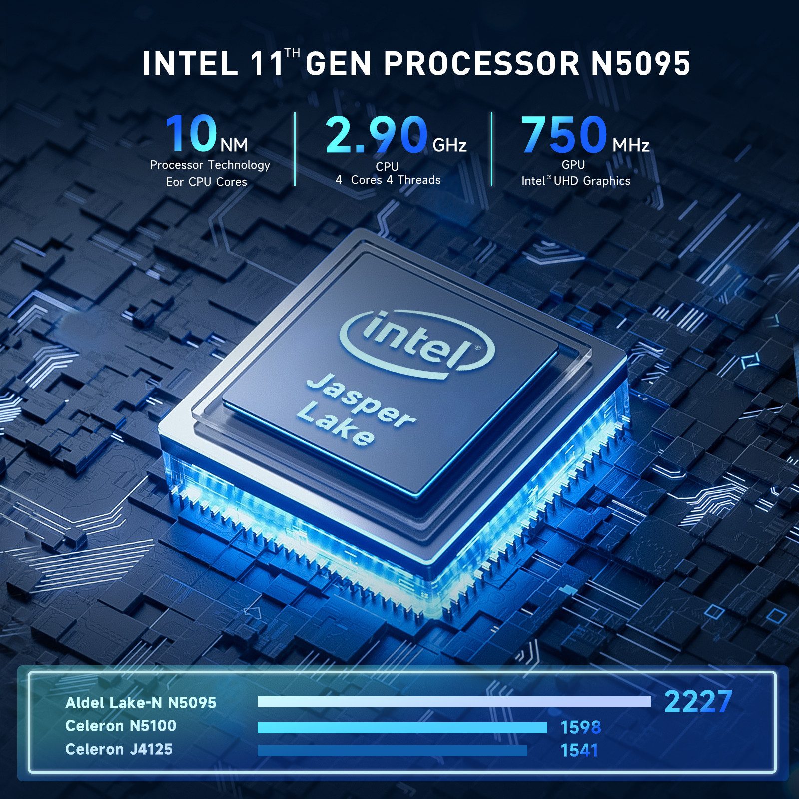 VASOUN Intel N5905 Mini-PC, 8 GB RAM, 256 GB SSD, Windows 11 Home Mini-PC (8G GB RAM, (WiFi 5, Bluetooth 4.2, Gigabit LAN, kompakt, Homeoffice)