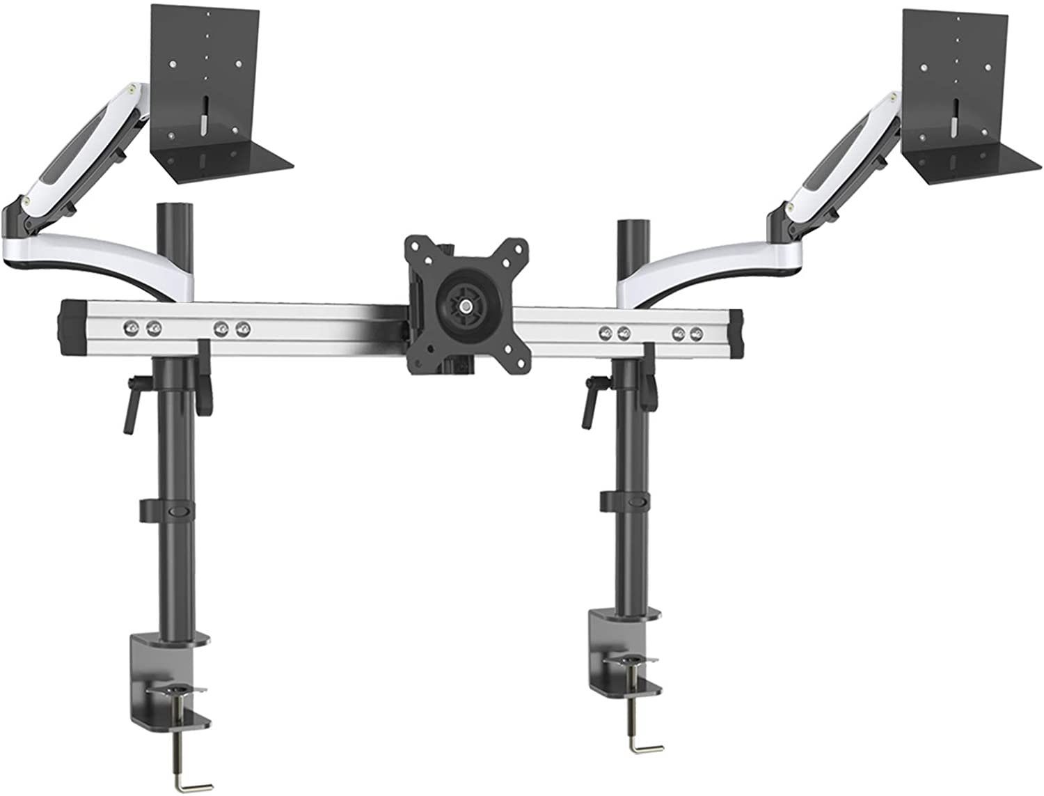 HFTEK Monitor-Halterung, (Tischhalter mit 2X Lautsprecherablage - Belastbarkeit: bis max. 20 kg - VESA 75/100)