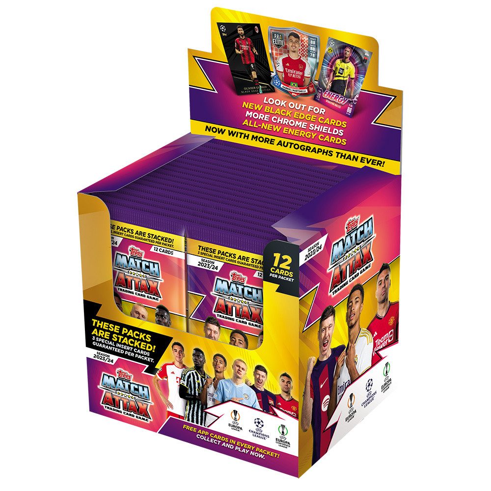 Topps Sammelkarte Champions League 2023/24 3 Display (108 Booster) + collect-it Hüllen