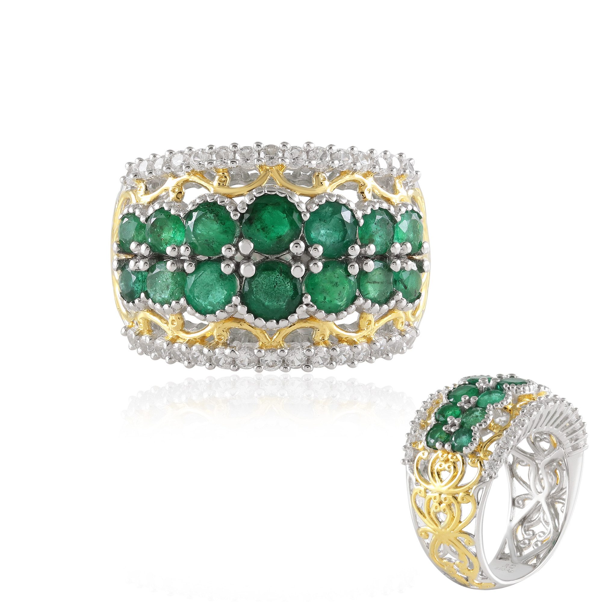 Cavill Silberring Sambischer Smaragd Silber Ring, Sterling (1-tlg)