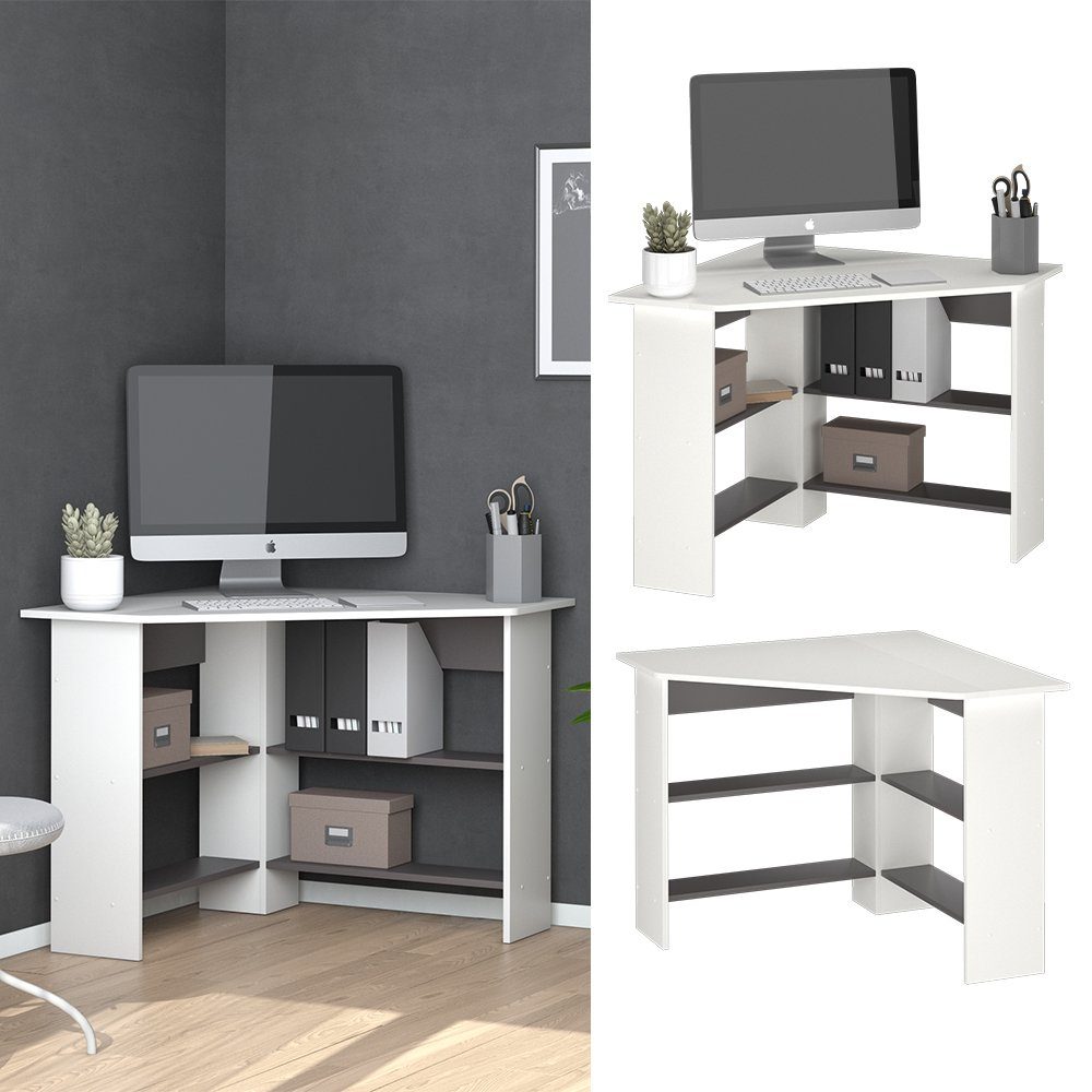 Vicco Eckschreibtisch Arion, Weiß/Anthrazit, 90 x 90 cm günstig online kaufen