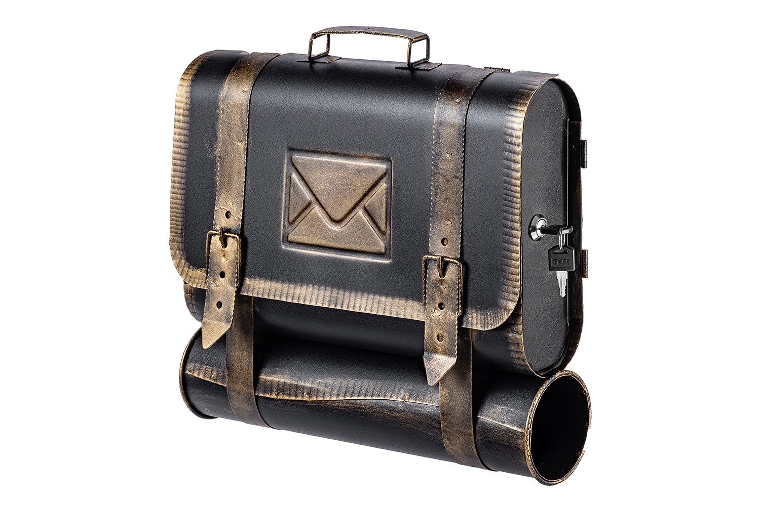 Briefkasten-Versandshop Wandbriefkasten Briefkasten STUDY Retro-Schulranzen Stil handangefertigt Zeitungsrohr