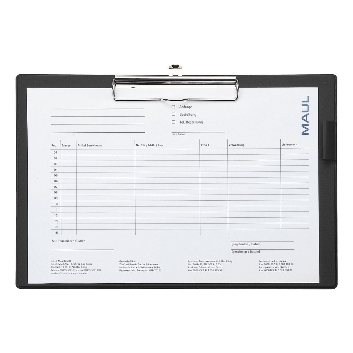 MAUL Klemmtafel, Format A4 / C4 Querformat