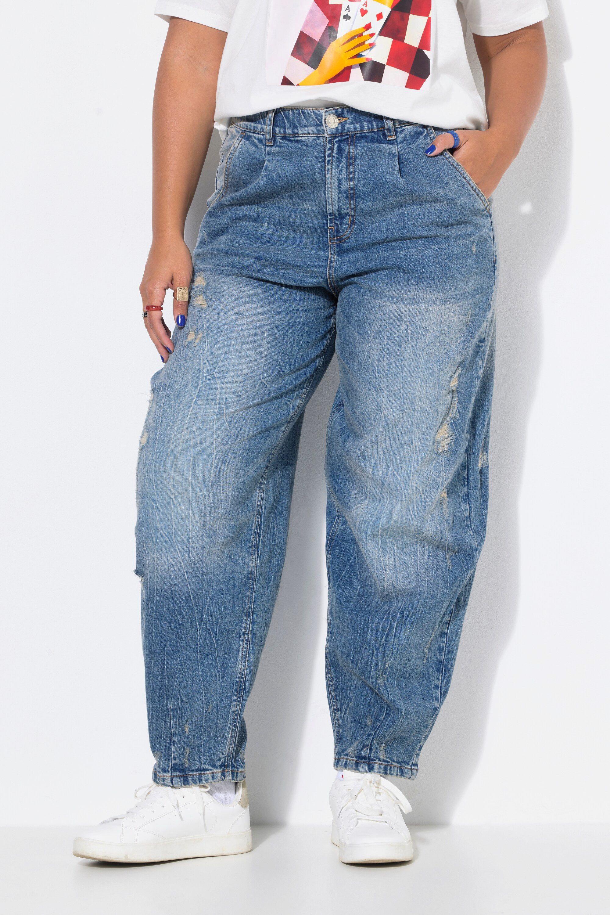 Studio Untold 5-Pocket-Jeans Ballon-Jeans High Waist Destroys 5-Pocket