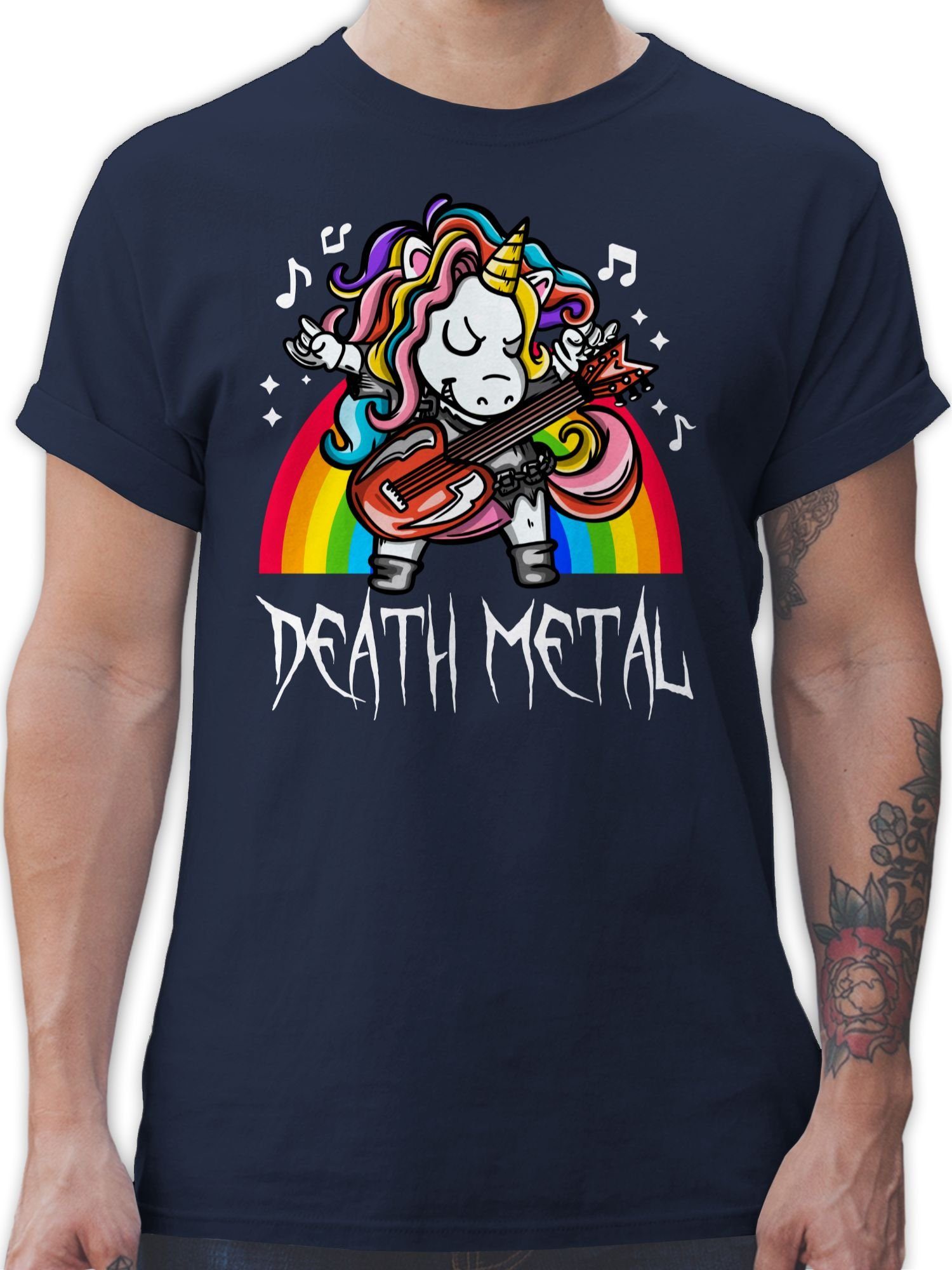 Shirtracer T-Shirt Death Metal Einhorn Einhorn Geschenk 03 Navy Blau