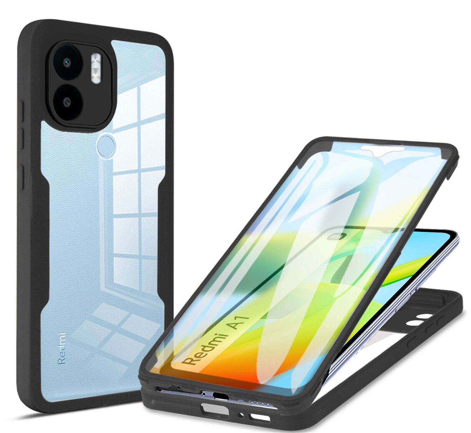 betterfon Handyhülle für Xiaomi Redmi A1 / A2 TPU Schutzcase, 2-teiliges 360 Grad Case mit Rundumschutz und Displayschutz