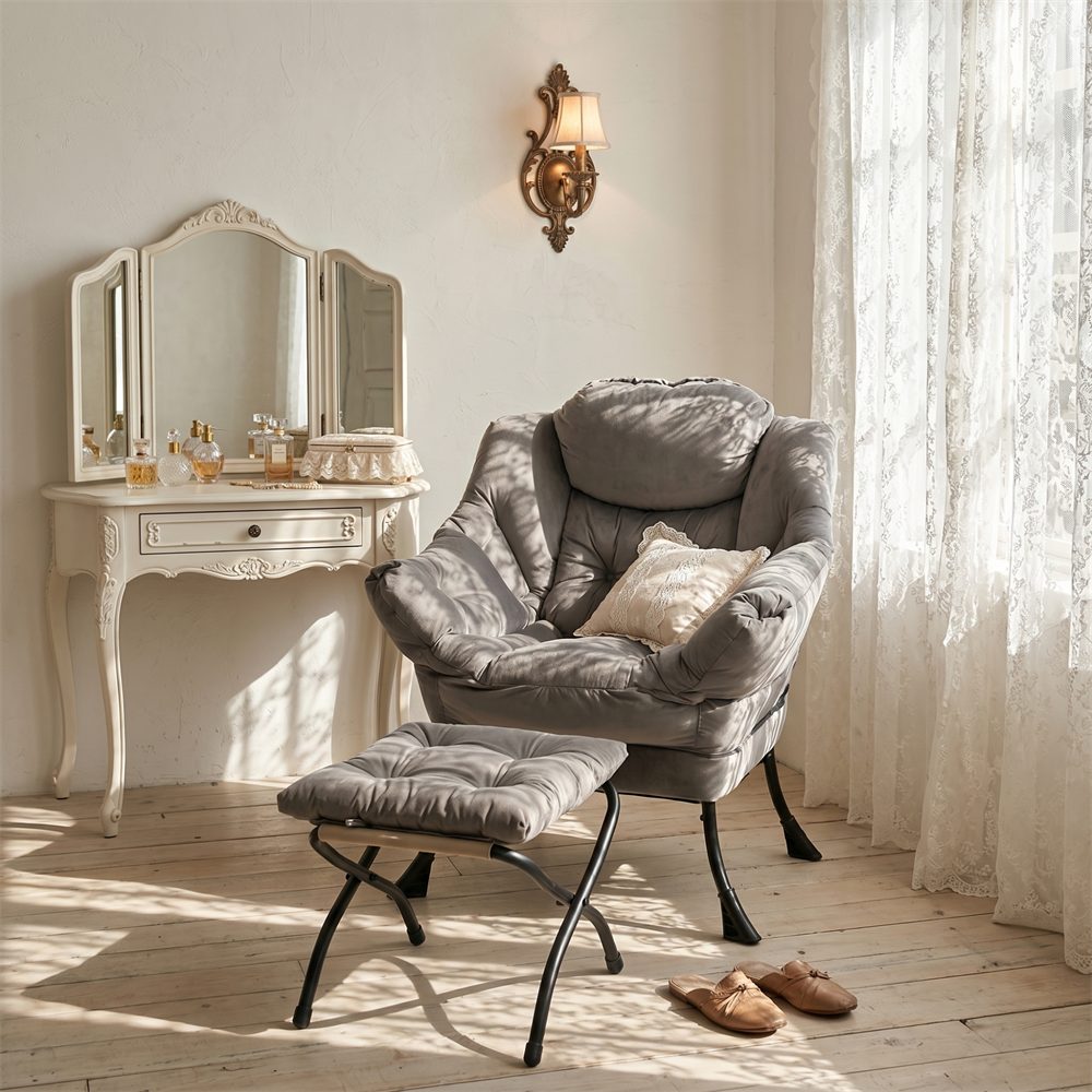 REDOM Relaxsessel Sessel mit Hocker (mit Armlehnen, Seitentasche & Fußstütze, Loungesessel, Fernsehsessel, Ohrensessel für Wohnzimmer, Schlafzimmer, Büro, 1-St)