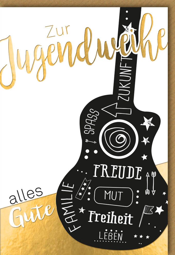 Grußkarten Jugendweihe - Karte mit Umschlag - Gitarre