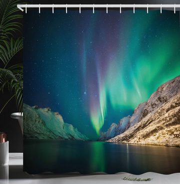 Abakuhaus Duschvorhang Moderner Digitaldruck mit 12 Haken auf Stoff Wasser Resistent Breite 175 cm, Höhe 180 cm, Natur Mystical Aurora Borealis