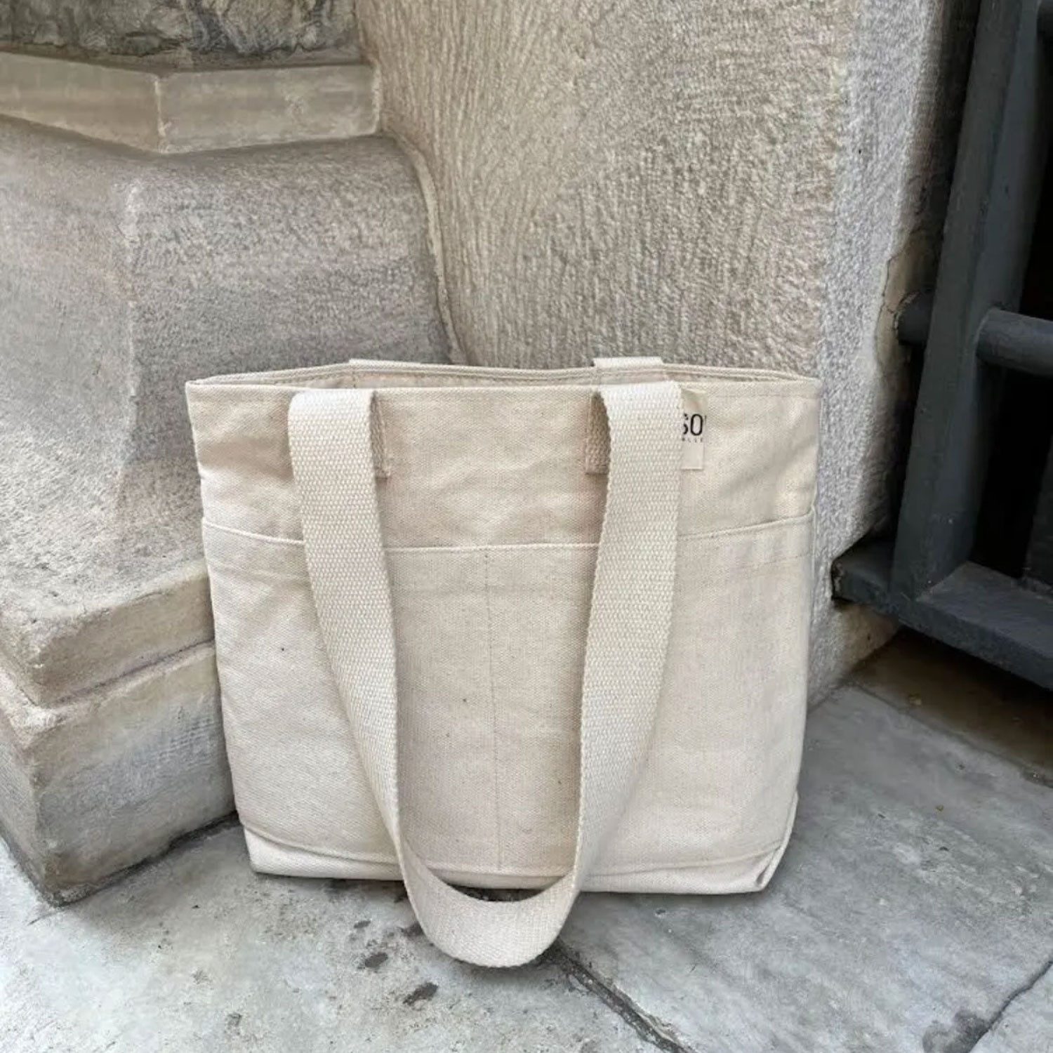 Jungengel Tragetasche Canvas Schultertasche Damen Stofftasche Umhängetasche Alltagstasche, Beige, Tote Bag, Nachhaltig, Magnetischer Verschluss