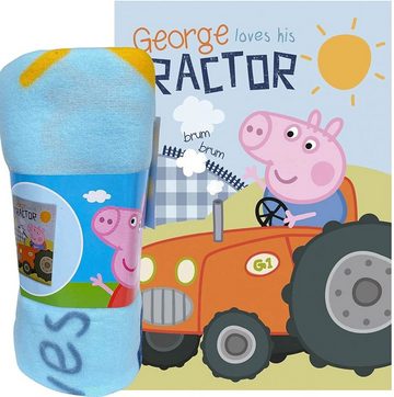 Kinderdecke Peppa Pig Wutz - Traktor - Kuschelige Decke Fleecedecke, 100x140, Peppa Pig, 100% Polyester