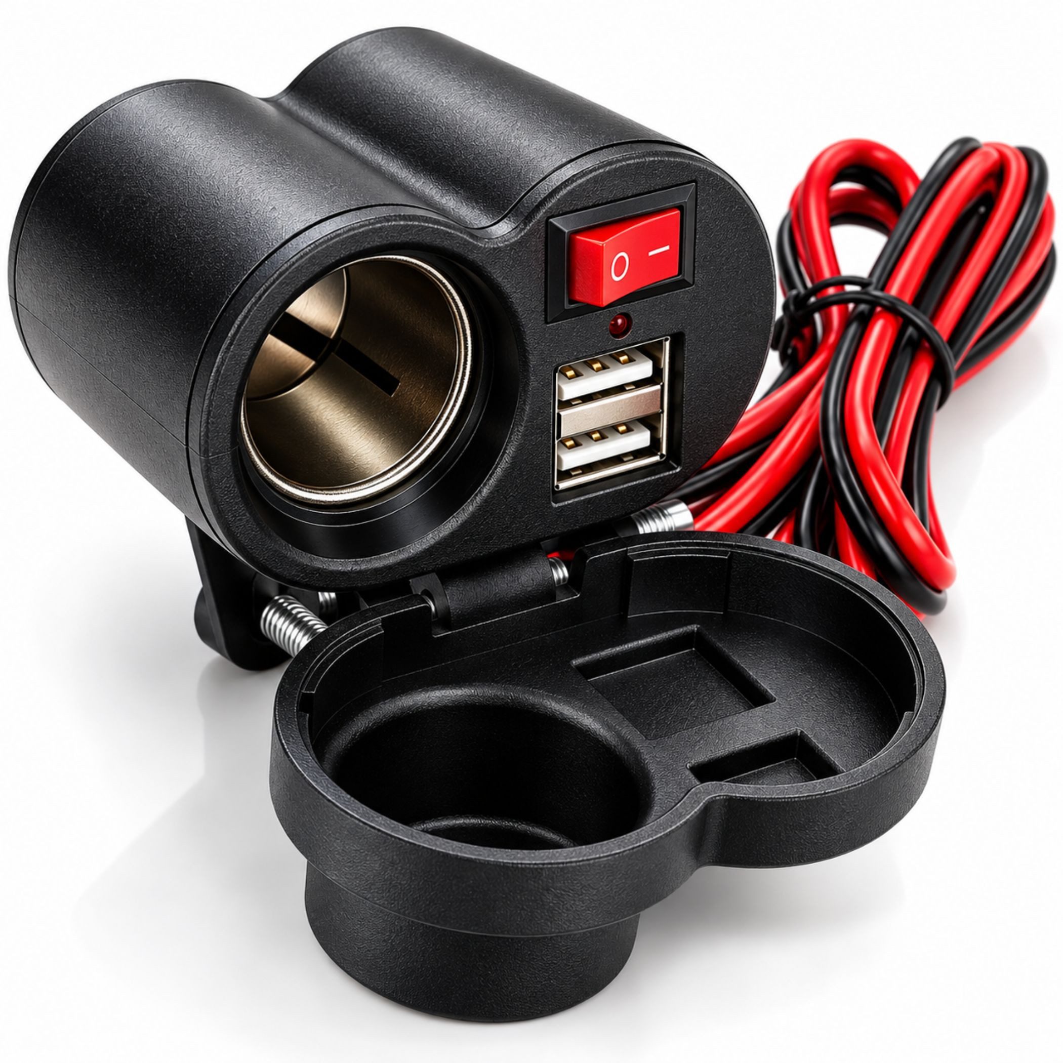 Bolwins D72C Motorrad Steckdose Dual USB Ladegerät mit Zigarettenanzünder USB-Ladegerät (1500 mA, Packung, 1-tlg., 1x Motorrad USB Ladegerät mit Ein-/Ausschalte – Bild 4 von 5