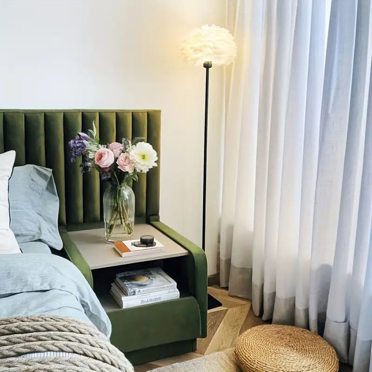 JDONG Stehlampe Schlafzimmer Federn Standleuchte, Warmweiß, günstig online kaufen