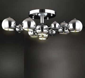 Lewima LED Deckenleuchte XL Ø60cm Chrom Silber Kugel Deckenlampe »Miranda«, 7x G9 LED wechselbar Lichtfarbe und Stärke beliebig, Starterkit in Warmweiß, Kaltweiß/Neutralweiß möglich, Leuchte für Esszimmer Wohnzimmer Schlafzimmer