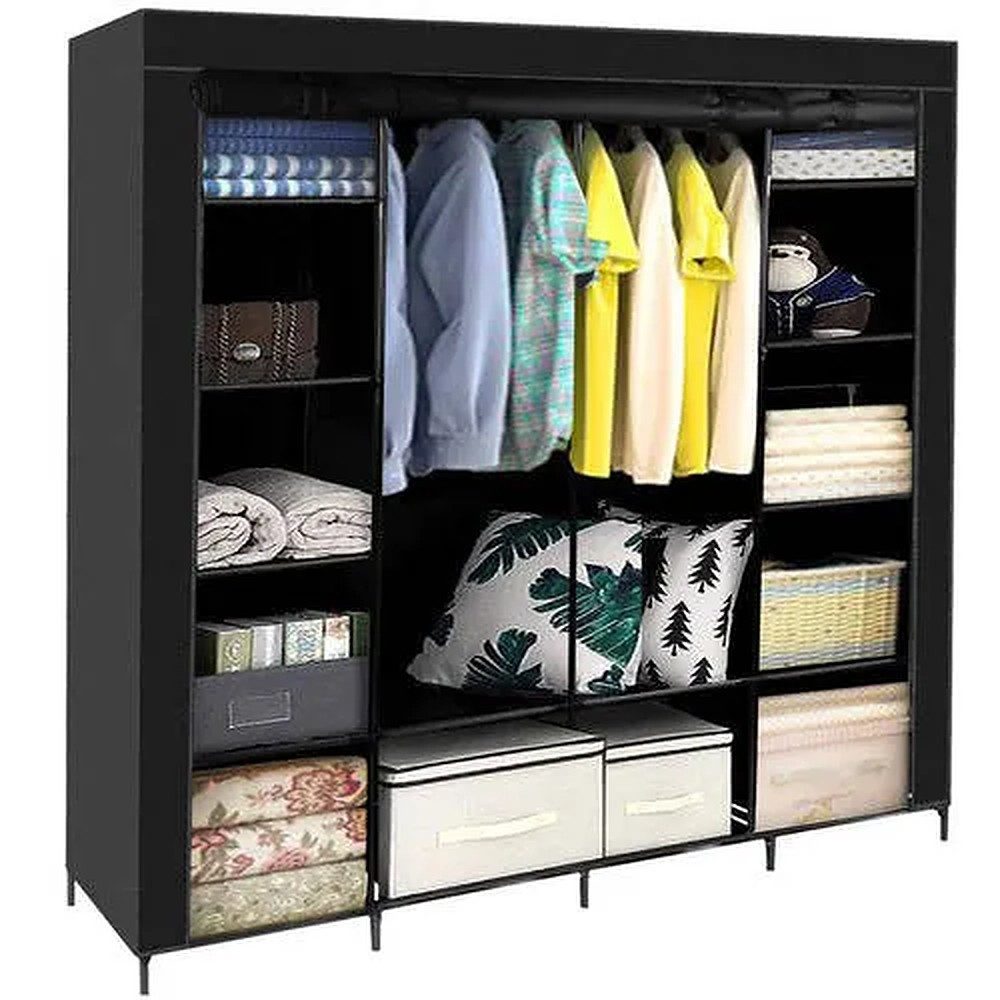 Ruhhy Kleiderschrank Stoffschrank Textilschrank Faltschrank (Spar-Set, 1-St., 170 x 42 x 170 cm mobil) faltbar, platzsparend, mobil, 14 Fächer