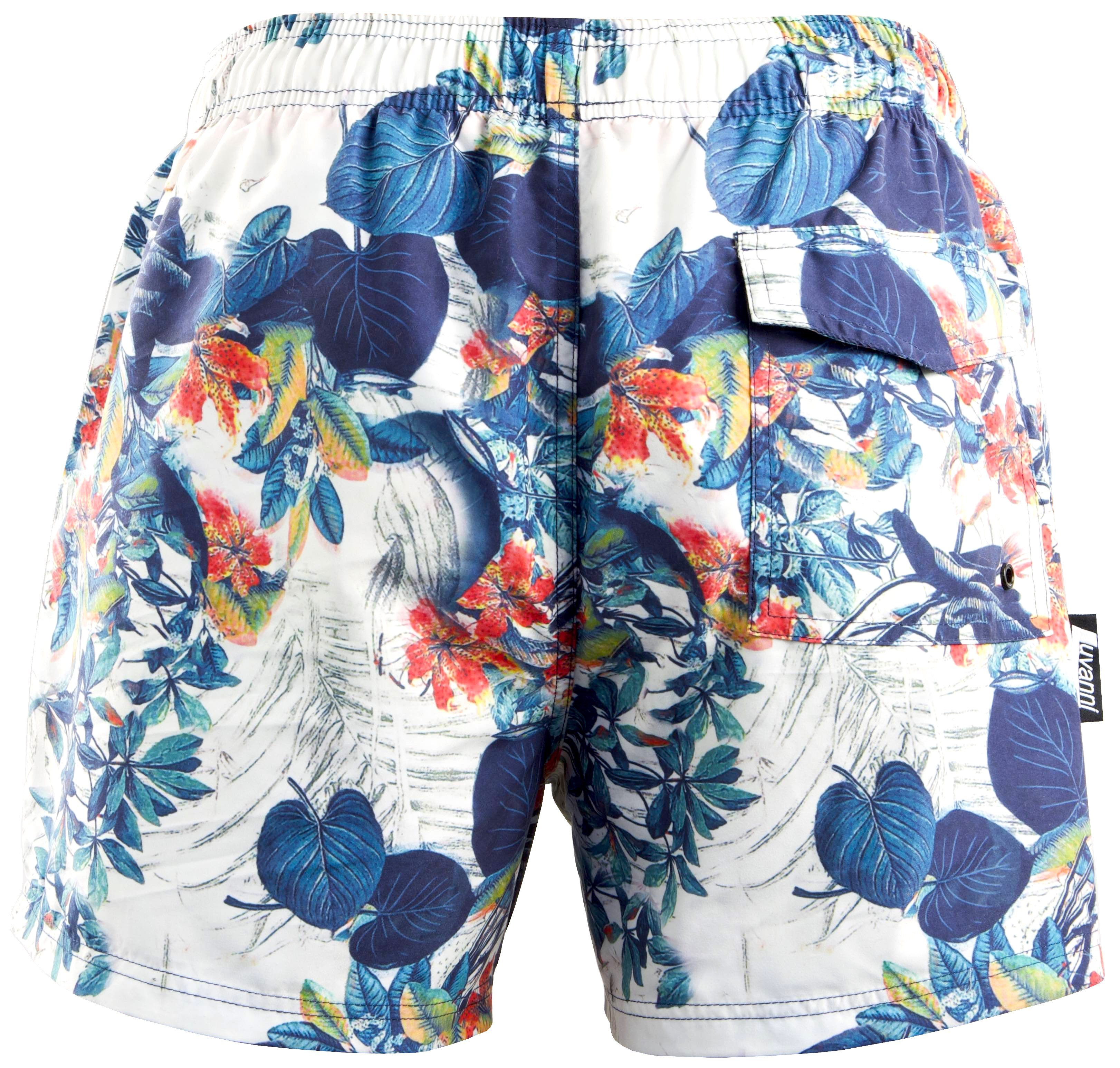 Luvanni Badehose Badehose Herren Schnelltrocknende Beachshorts 29v2 Badeshorts Kordelzug Boardshorts Schwimmhose Männer Jungle Blatt Blumen