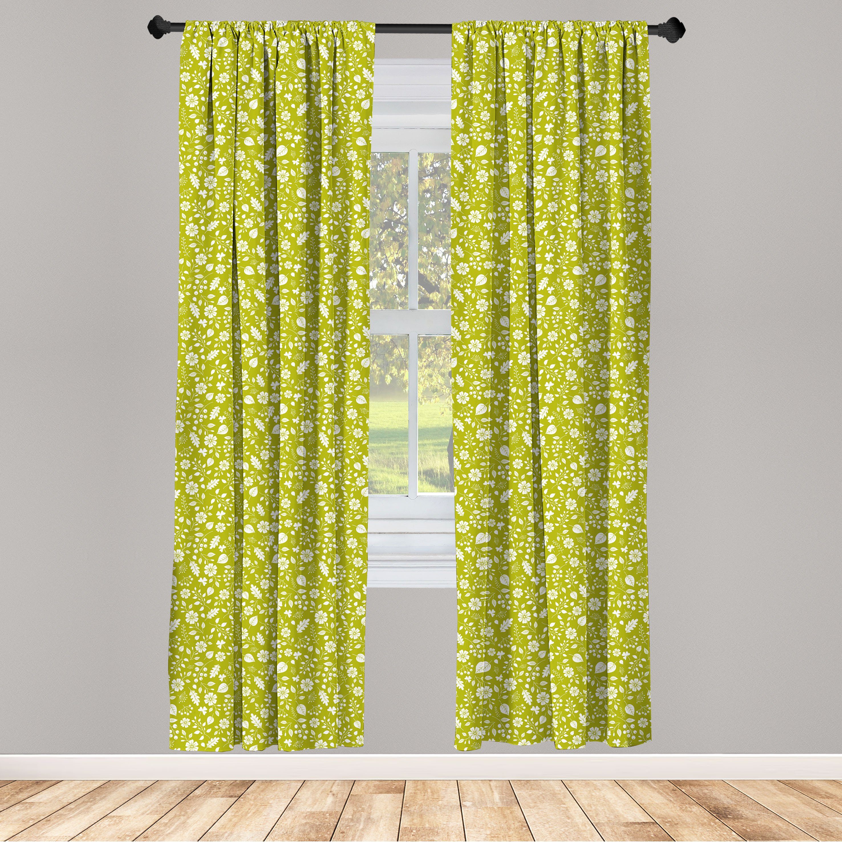Gardine Vorhang für Wohnzimmer Schlafzimmer Dekor, Abakuhaus, Microfaser, Botanisch Blumen Beeren Blätter