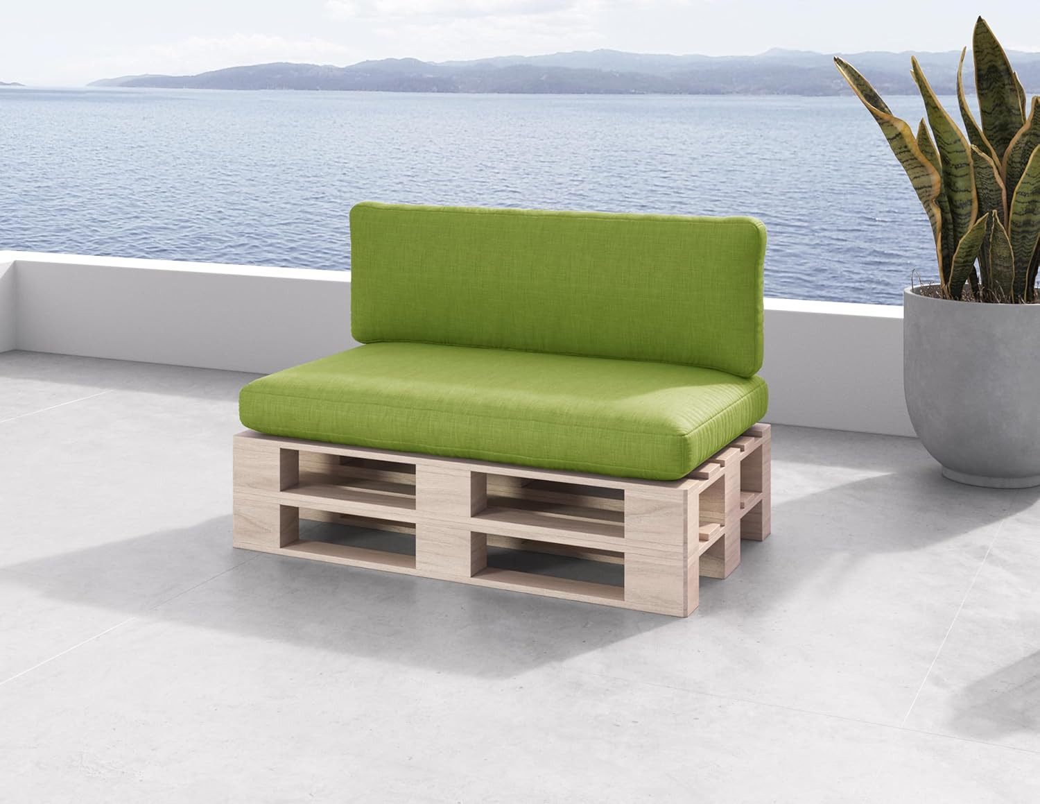 sunnypillow Palettenkissen Boston - Set Palettenauflage mit abnehmbarem Bezug, Indoor / Outdoor, 2er Set Sitzkissen + Rückenkissen