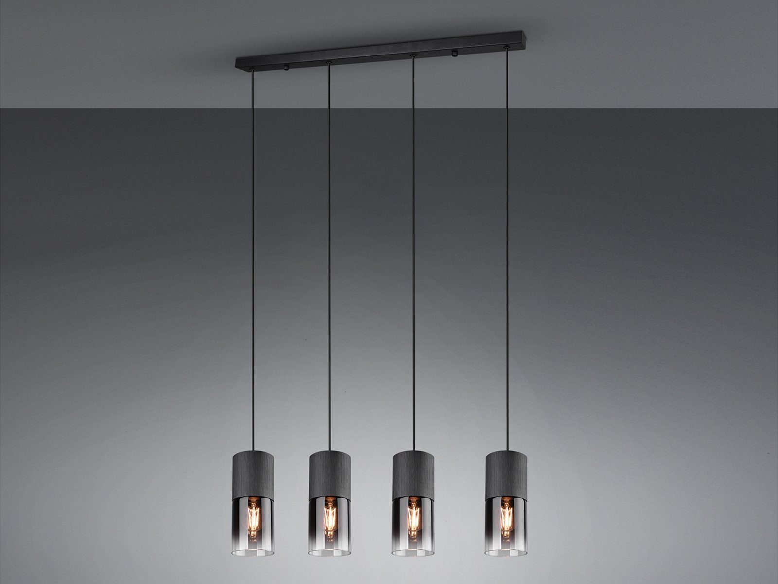 TRIO Leuchten LED Pendelleuchte, LED wechselbar, Warmweiß, Rauchglas Balken-leuchte mehrflammig für über-n Esstisch & Kochinsel