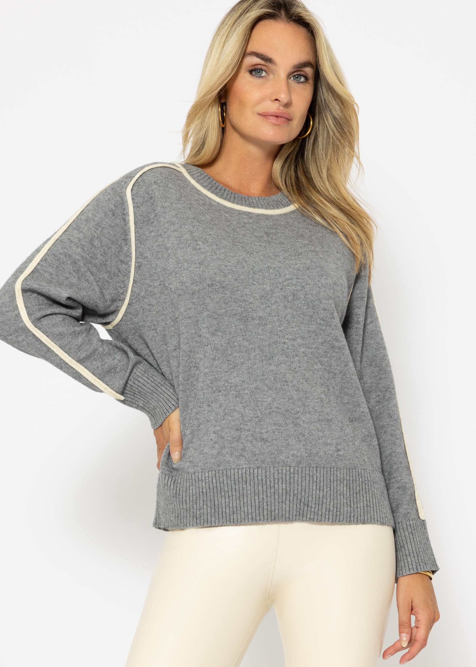 SASSYCLASSY Strickpullover Strickpullover Damen mit Zierblenden günstig online kaufen