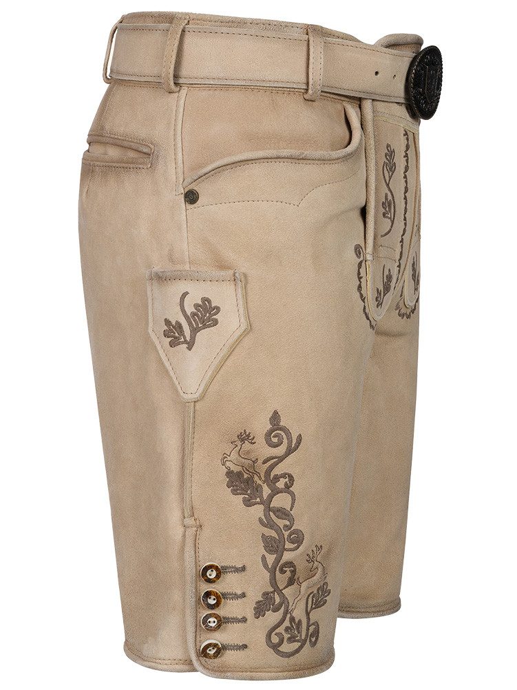 KRÜGER BUAM Trachtenlederhose Lederhose Tayden mit Gürtel hellbraun