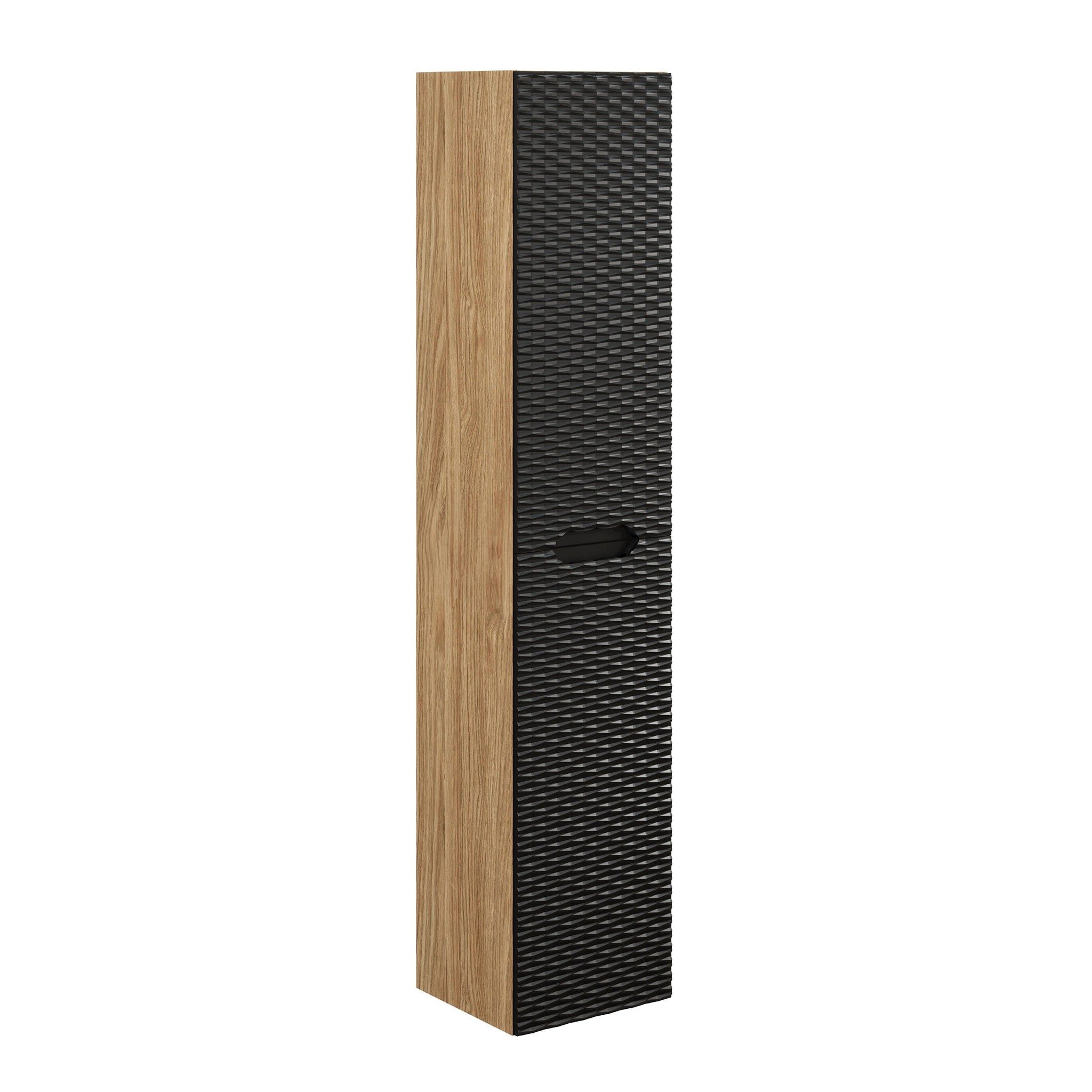 ROYAL24_MARKT Hochschrank Badezimmer-Hochschrank Oceana Schwarz matt 35×170×33 cm mit 2 Türen