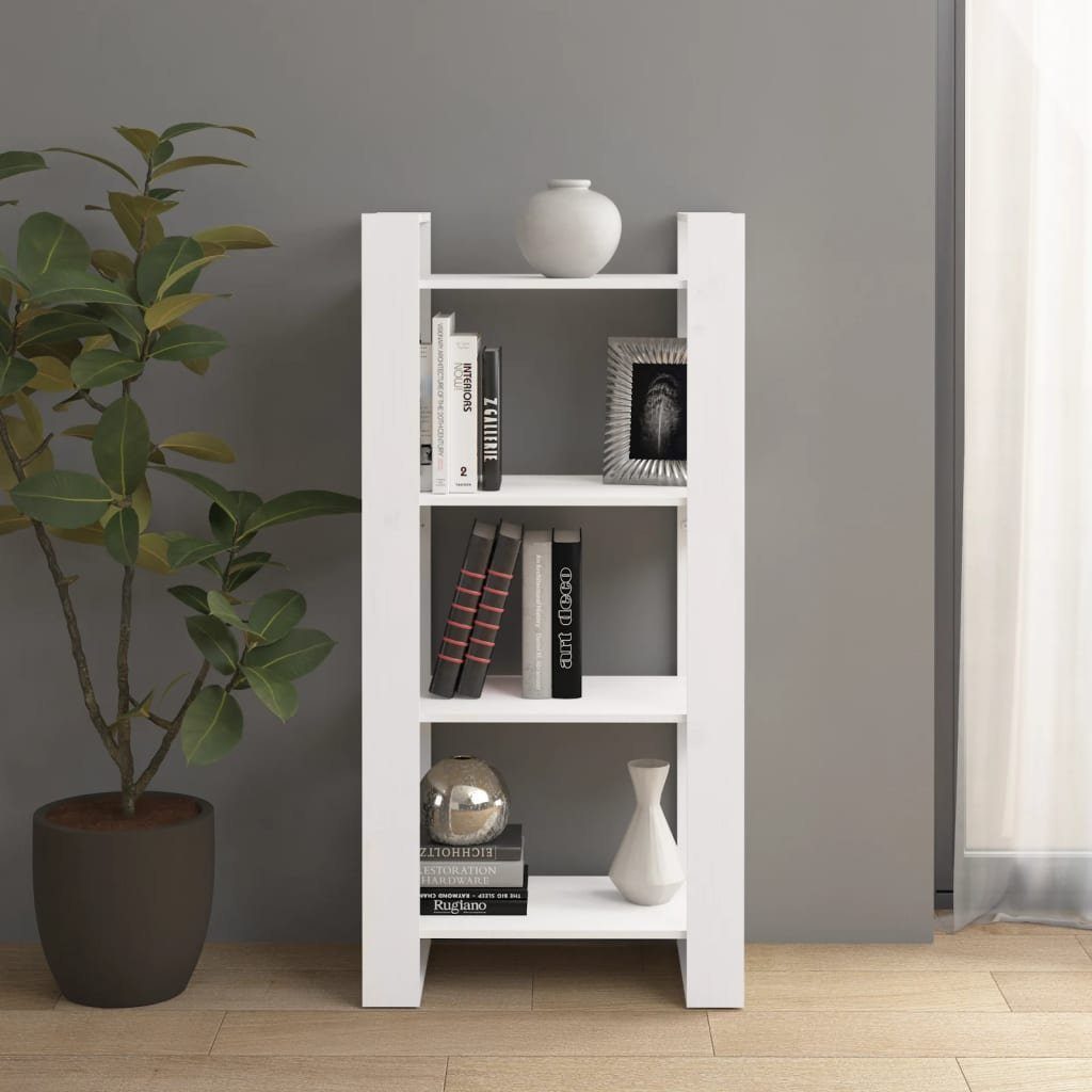 furnicato Bücherregal Bücherregal/Raumteiler Weiß 60x35x125 cm Massivholz