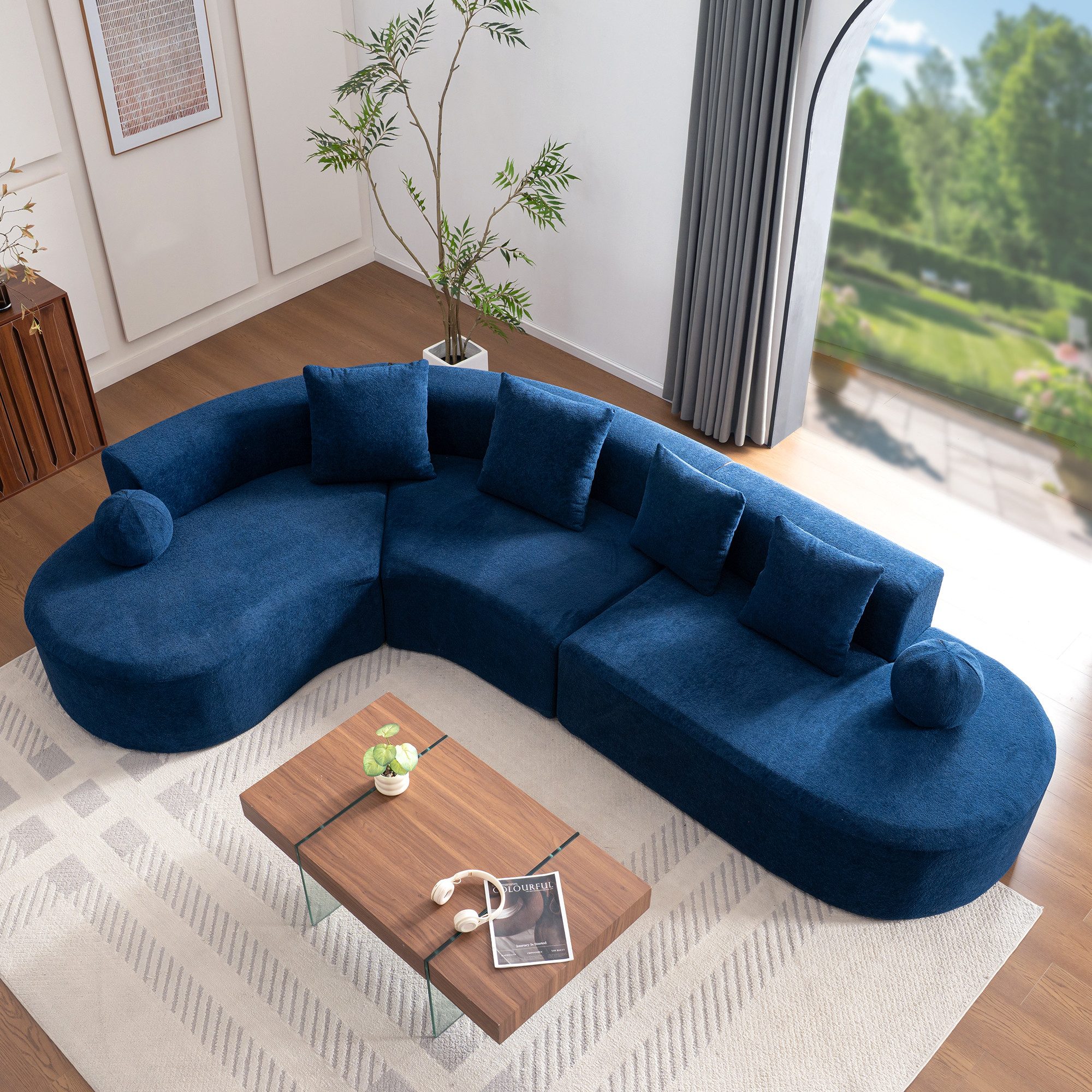 Odikalo Sofa Ecksofa Big-Sofa Eckcouch mit Schlaffunktion, L Form, 327cm groß, dicklich, gewölbe mit sofa ohne knochen eine cloudische couch, die elegant konstruiert ist und ein l-tier-modell, das bequem heruntersteht, nicht zusammengebaut