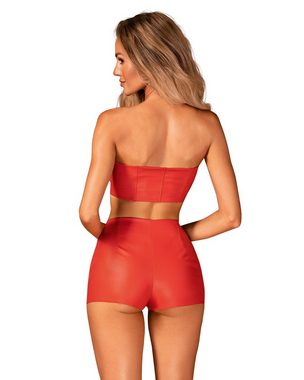 Obsessive Panty Wetlook Hotpants rot elastisch Kunstleder sexy (einzel, 1-St)