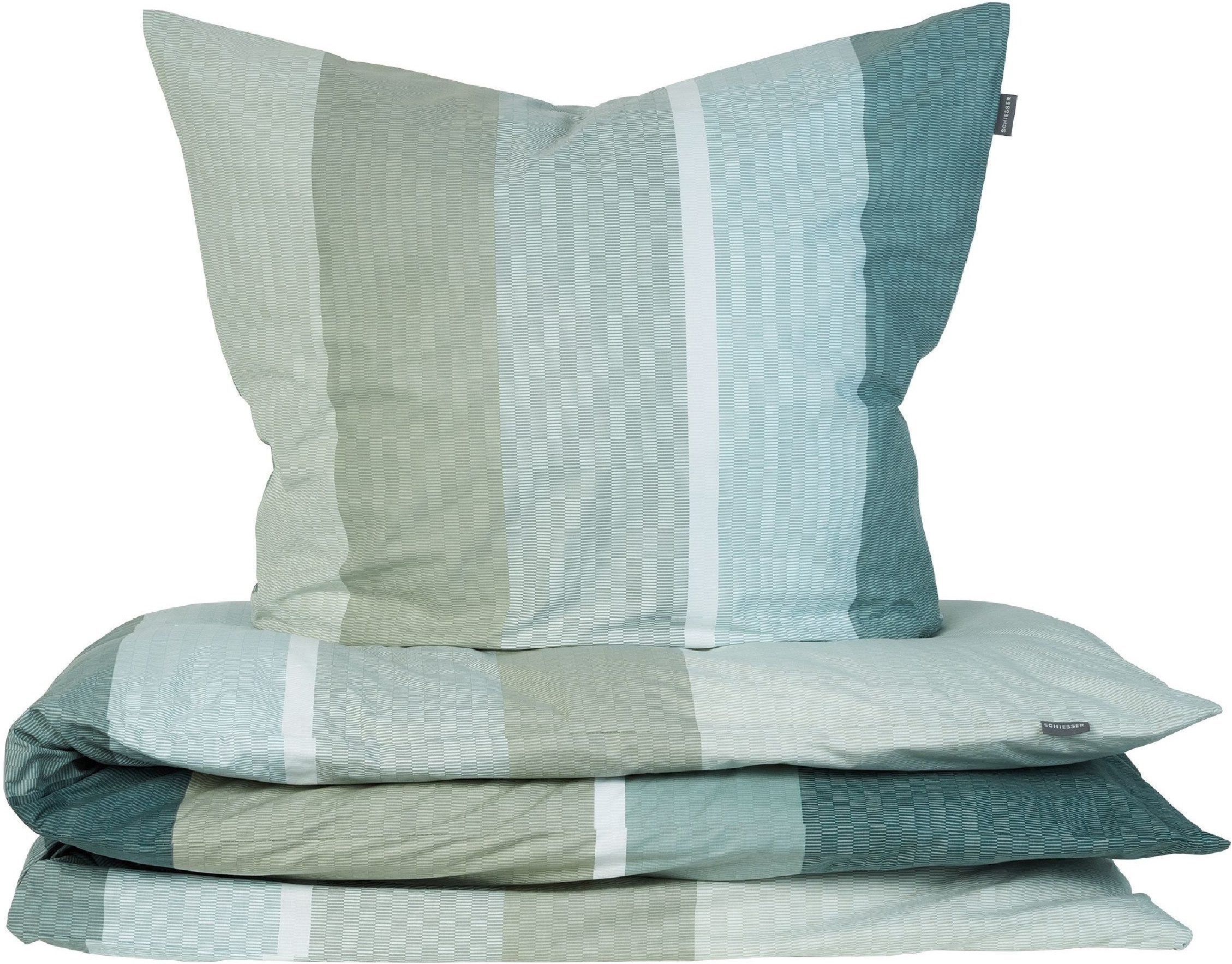 Schiesser Bettwäsche Endy Stripes aus weicher Baumwolle mit großen und kleinen Streifen, Renforcé, 2 teilig, OEKO-TEX® MADE IN GREEN