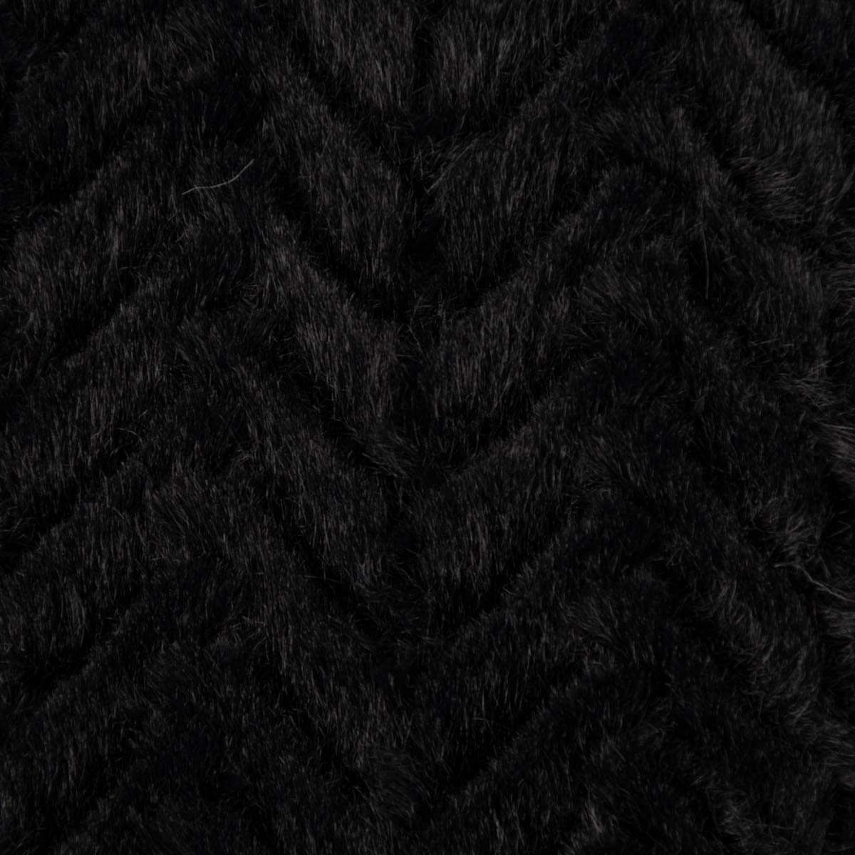 SCHÖNER LEBEN. Stoff Plüsch Stoff Fellimitat Kunstfell Chevron Relief uni schwarz 1,58m