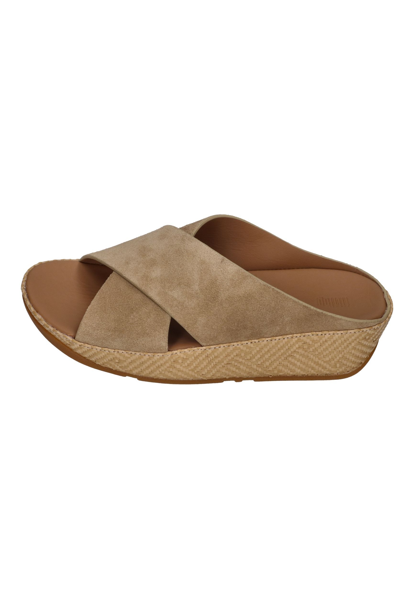 Fitflop LULU LUX GRAPHIC-WEAVE SUEDE CROSS SLIDES Pantolette Cappuccino