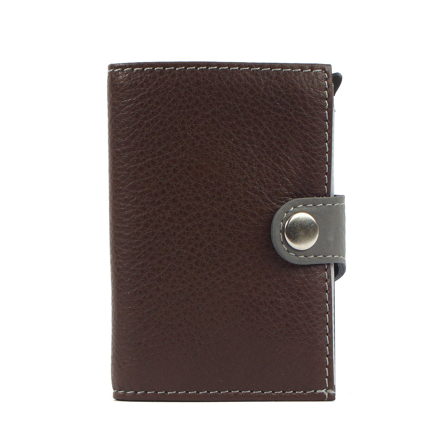 Margelisch Mini Geldbörse noonyu single leather, Kreditkartenbörse aus Upcycling Leder darkbrown