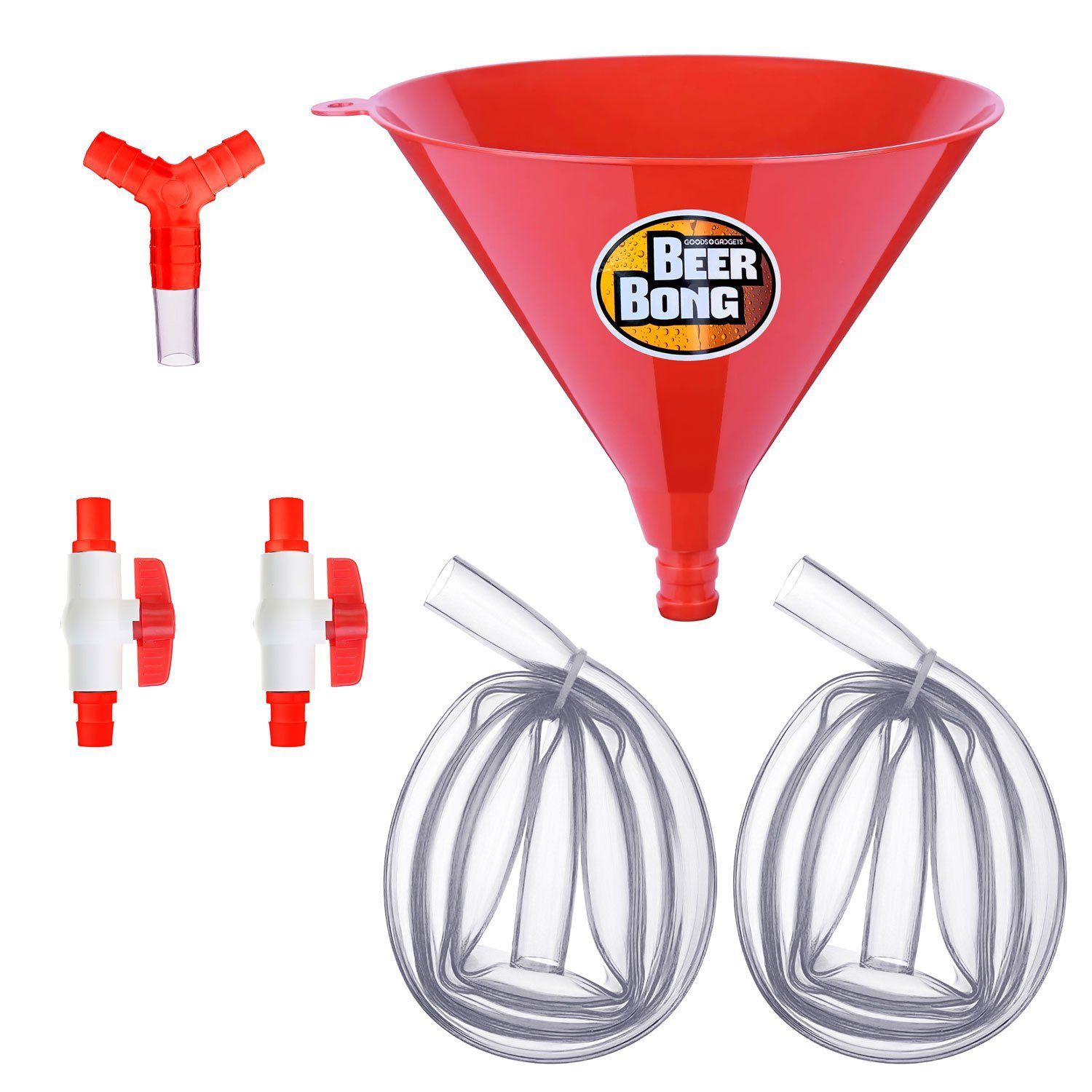 Goods+Gadgets Bierkrug GOODS+GADGETS Biertrichter mit Ventil – Party-Bier-Bong Trinkspiel, Kunststoff, Trinkspiel