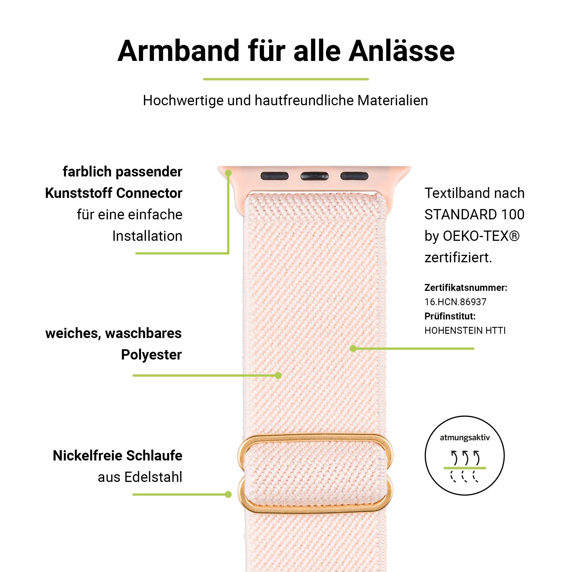 Artwizz Smartwatch-Armband WatchBand Flex, Textil Rosa, Watch (42mm) Ultra / Adapter, 2 SE 6-4 3-1 & Uhrenarmband (49mm), Apple (45mm), mit 9-7 (44mm)