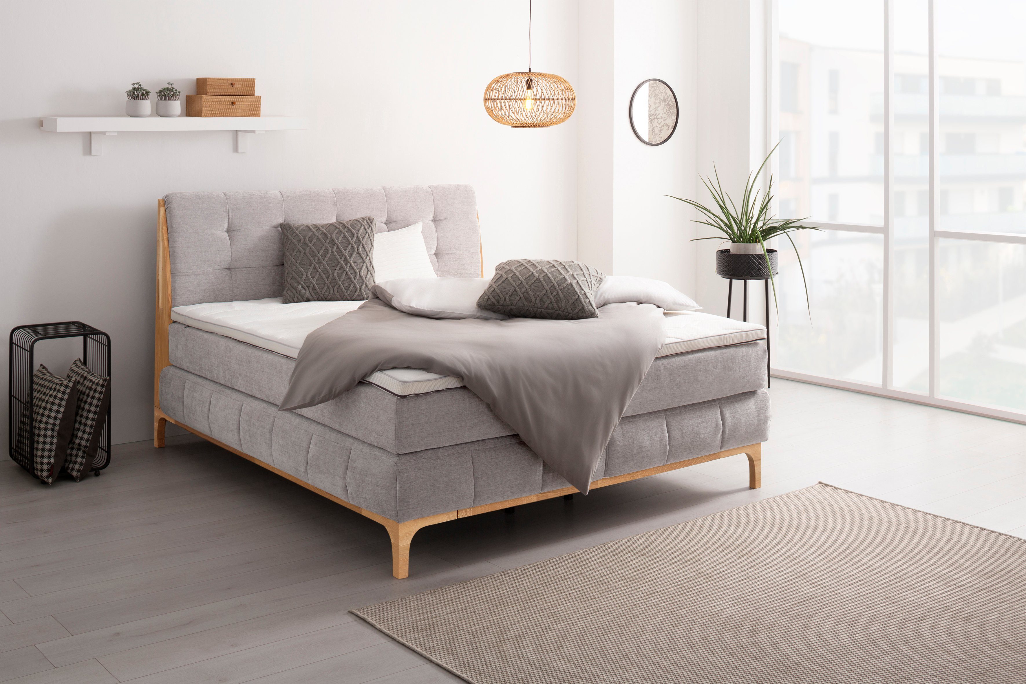 OTTO products Boxspringbett Jelle (5-St), zertifizierte, recycelte Bezugsstoffe, verschiedene Ausführungen