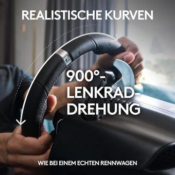 Logitech Gaming Rennlenkrad,ForceFeedback,900°Lenkbereich,Racing Leder-Lenkrad Gaming-Lenkrad (mit Pedale und Shifter, schalten, Gaming Konsole, 2 St., Gaming Lenkrad, für Pc,Ps4,Ps5,Xbox,Switch)