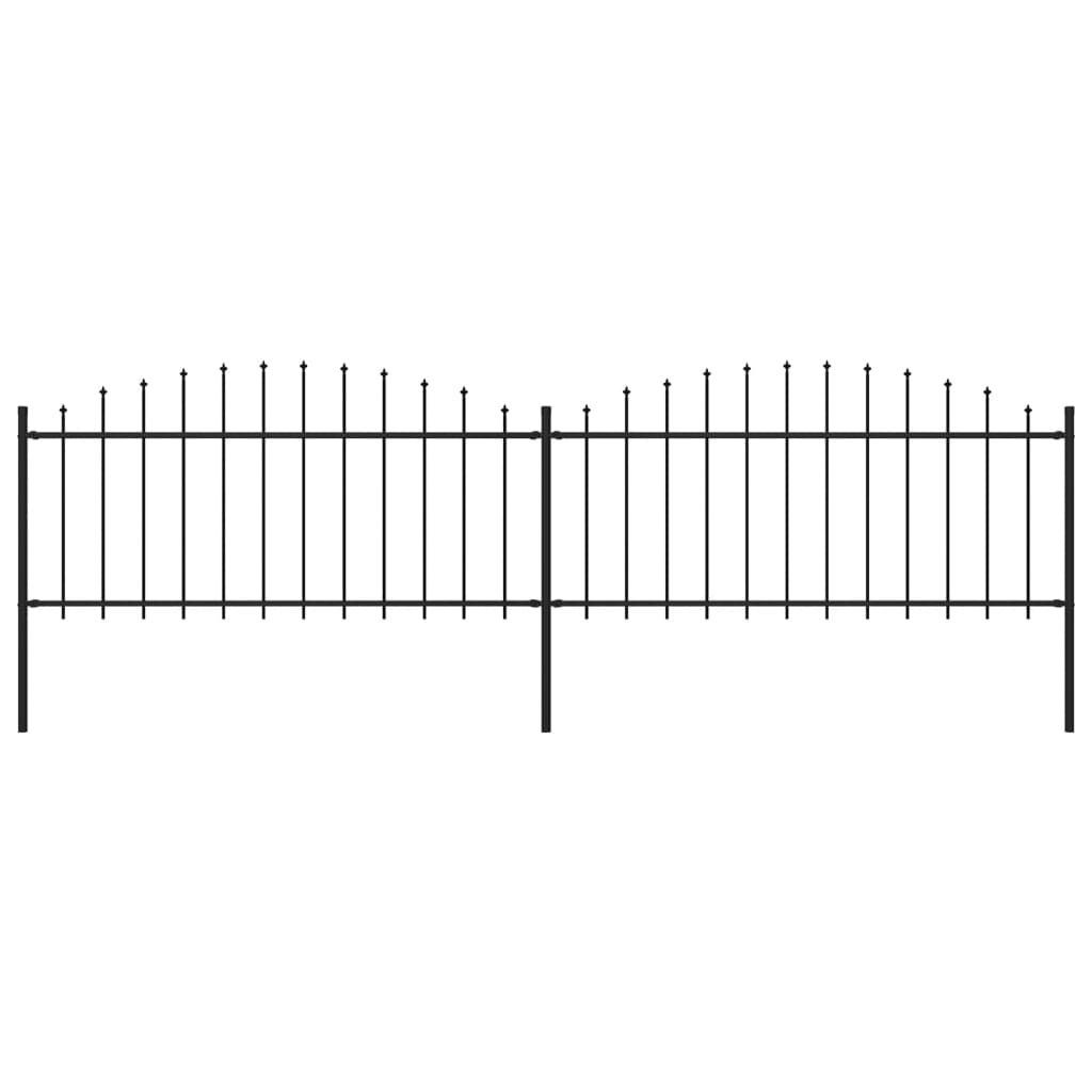 vidaXL Gartenzaun Gartenzaun mit Speerspitze Stahl 337 x 75 cm Schwarz, (1-St)