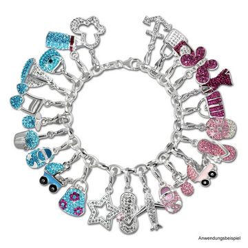 SilberDream Charm-Einhänger SilberDream Charm Doppelnote Herz Zirkonia, Charmsanhänger Doppelnote Herz, 925 Sterling Silber, Farbe: hellblau