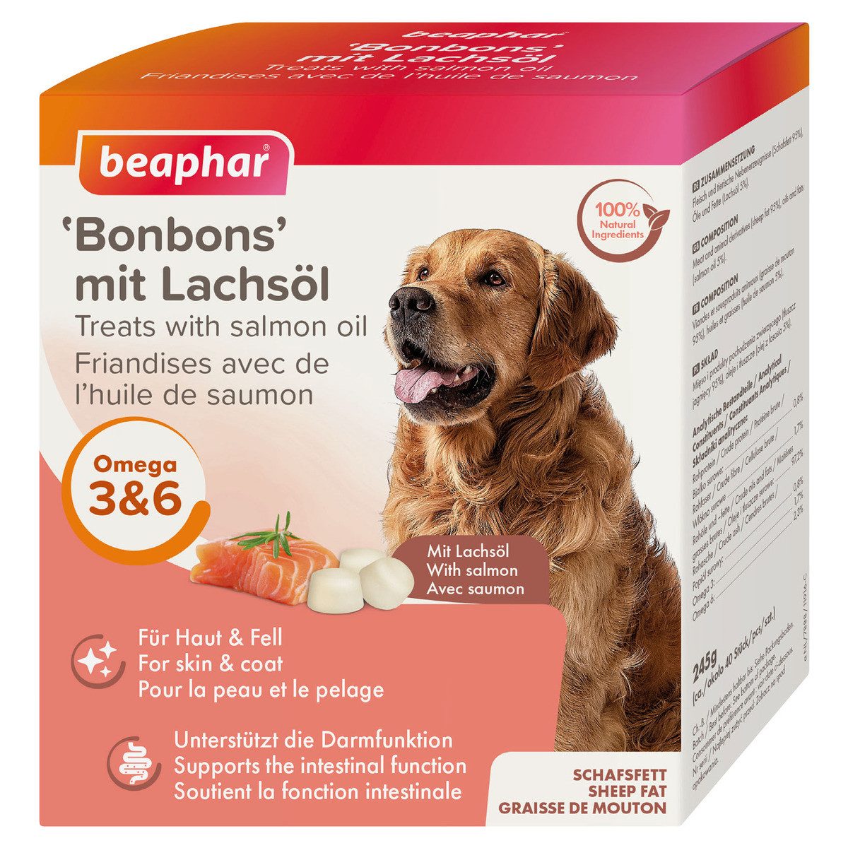 beaphar Lachsöl "Bonbons" 245 g, Nahrungsergänzungsmittel für: Hund