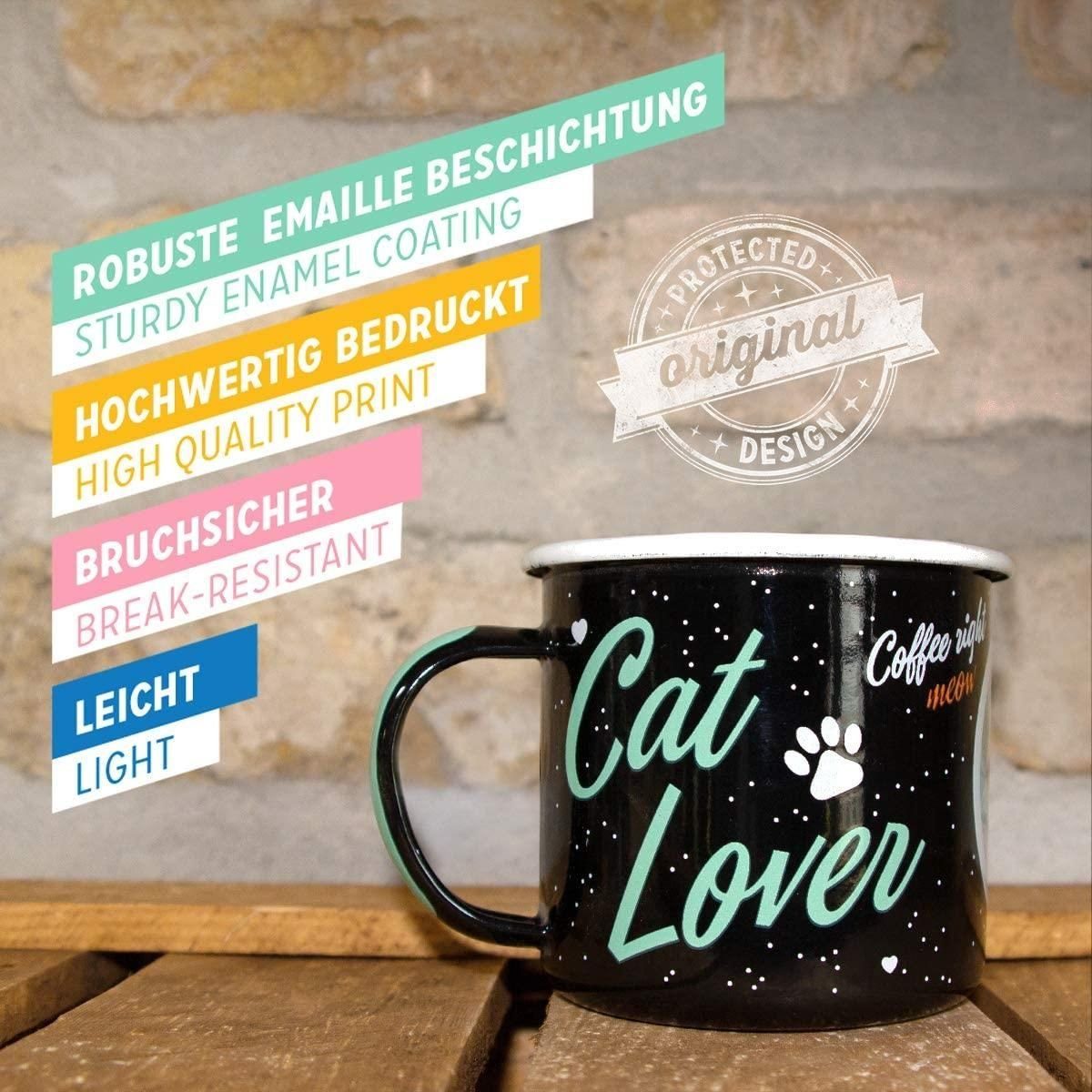 Nostalgic-Art Tasse Emaille-Becher - Animal Lover Black Club - Cat
