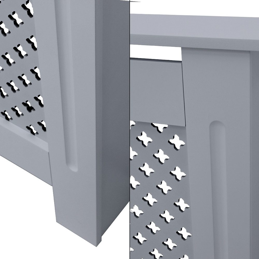ML-DESIGN Heizungsverkleidung Heizkörperabdeckung aus Holz Heizkörperverkleidung für die Heizung, Zubehör für Heizkörper, Heizungsabdeckung lackiert Wabenmuster 78x19x82 cm Grau aus MDF