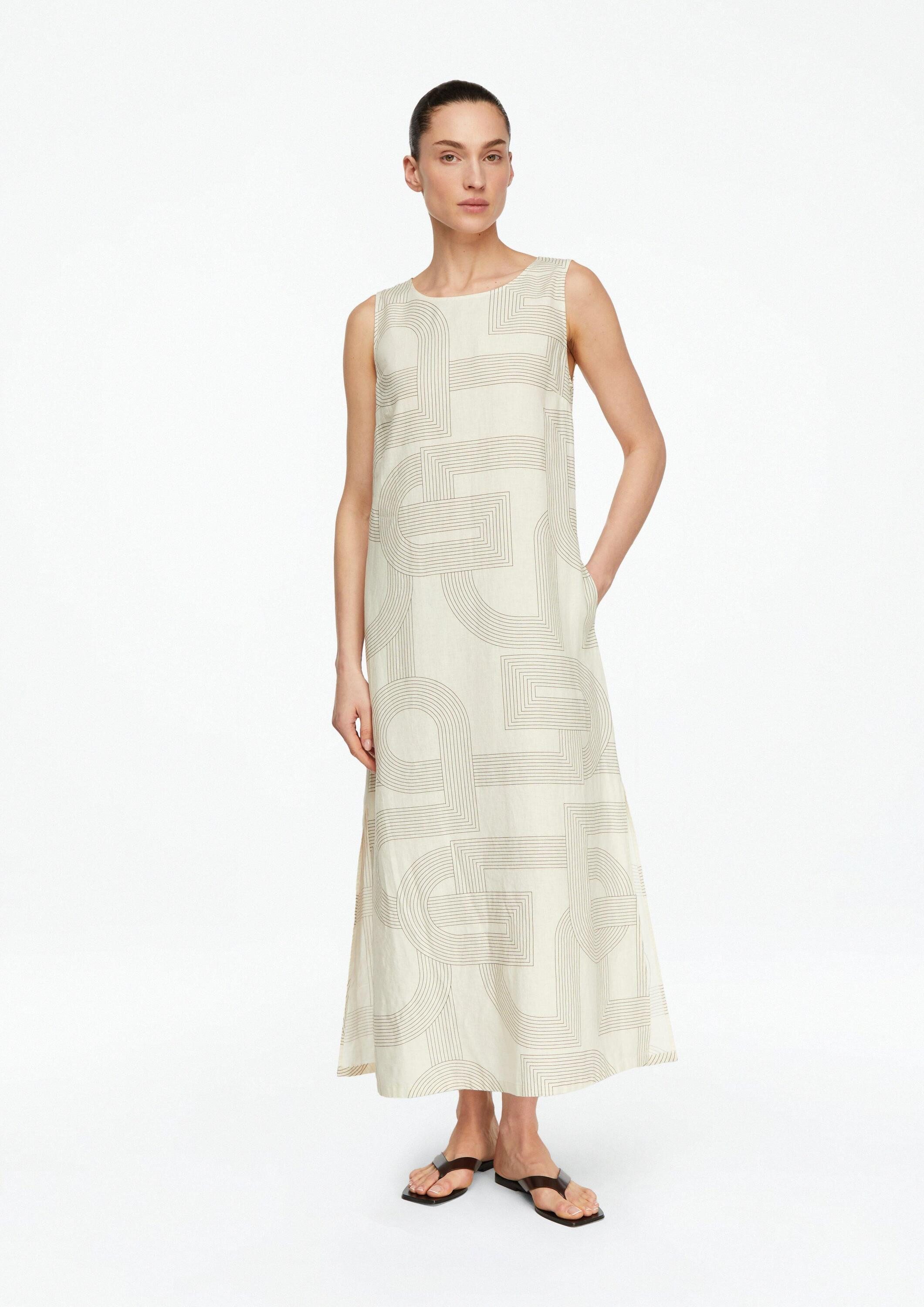 comma Midikleid Kleid Midikleid aus Leinenmix mit Seitenschlitzen und Eingrifftaschen